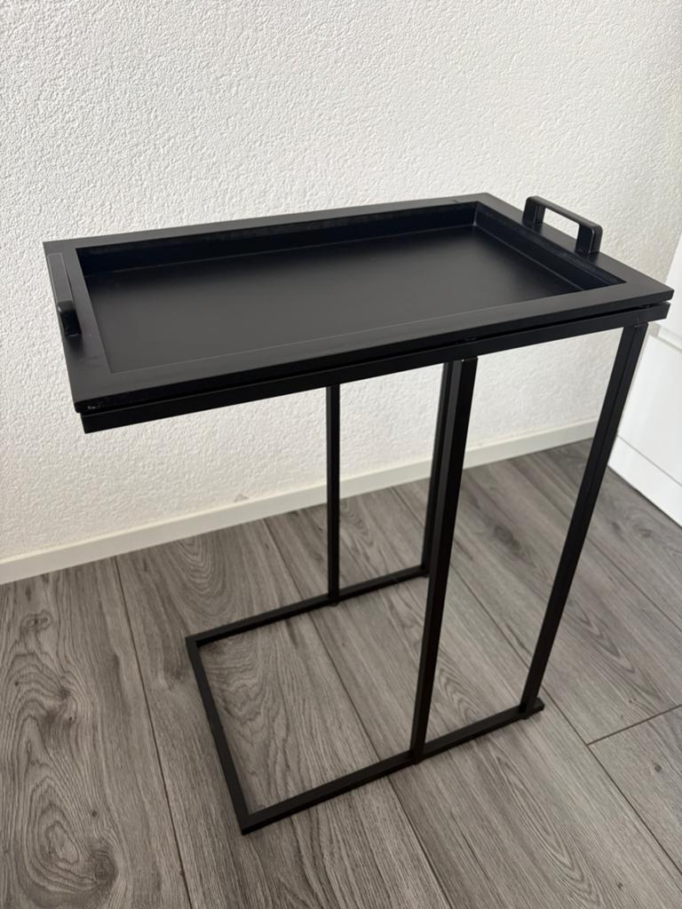 Zwarte bijzettafeltje, Huis en Inrichting, Ophalen, 50 tot 100 cm, Zo goed als nieuw, 25 tot 50 cm