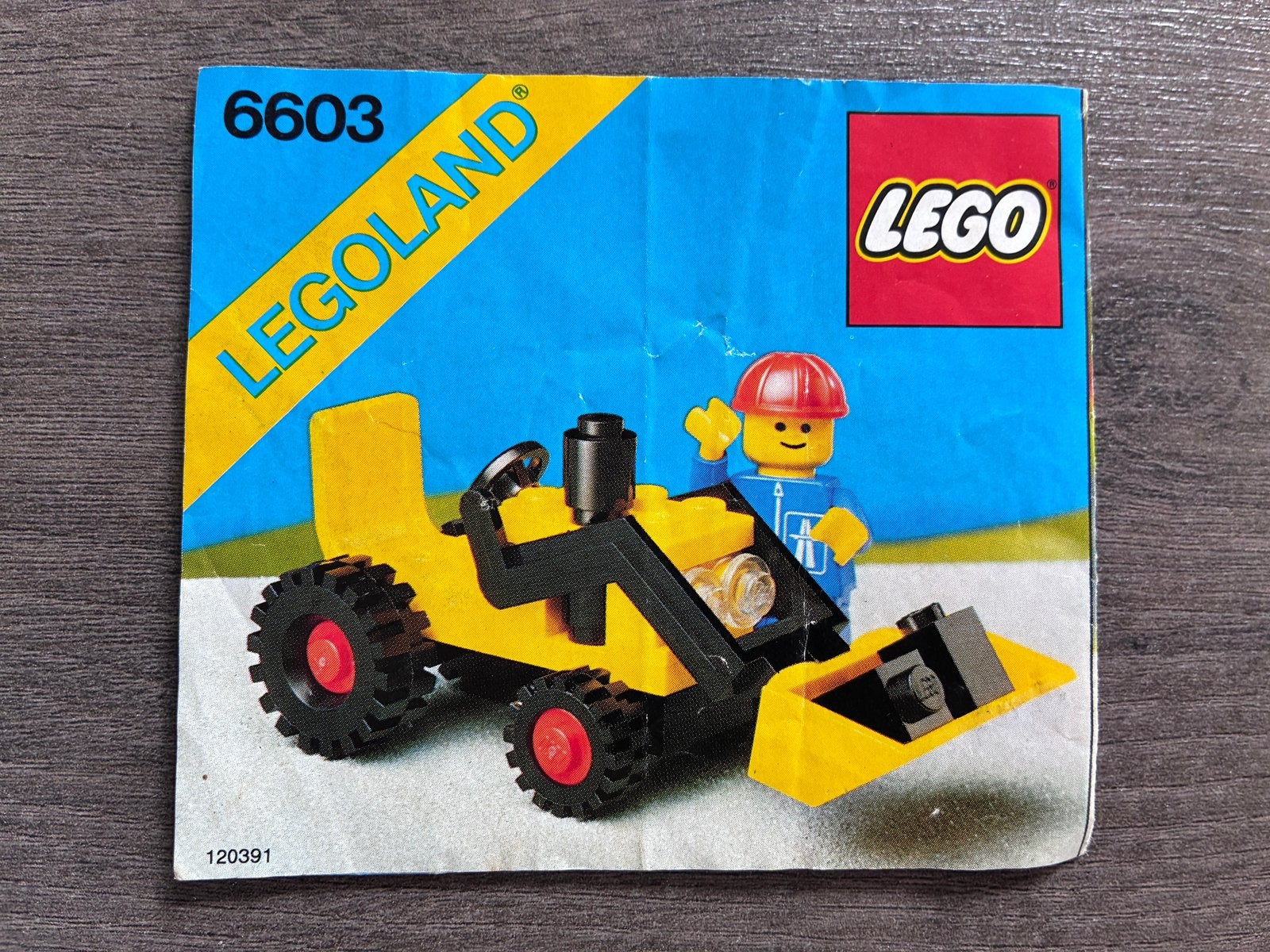 Lego gele Bulldozer #6603 (1985), Ophalen, Gebruikt, Lego, Inclusief instructies