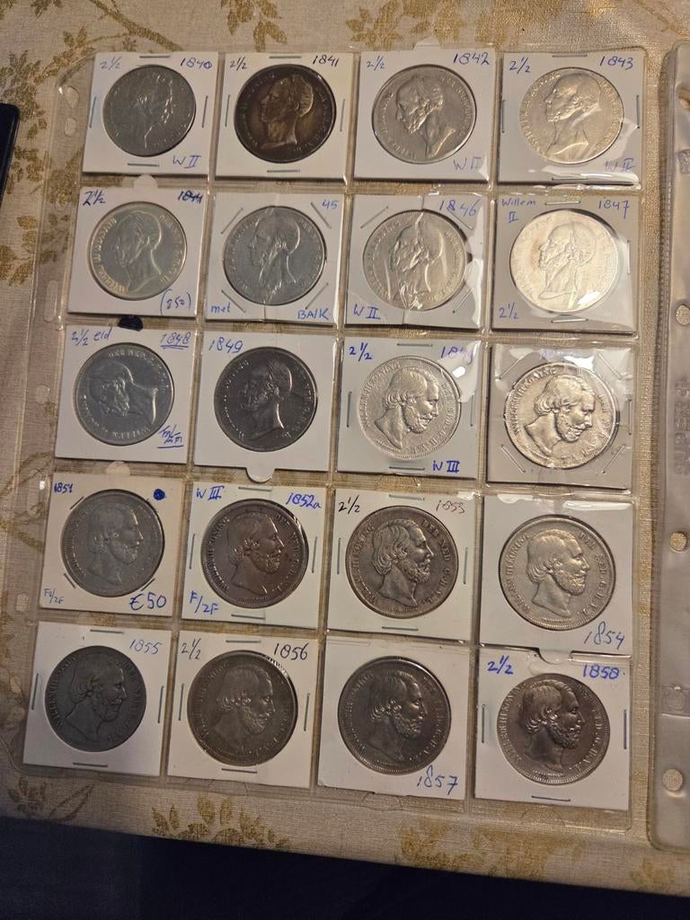 Complete serie Rijksdaalders Willem II en Willem III, Postzegels en Munten, Munten | Nederland, Setje, Zilver, Ophalen of Verzenden