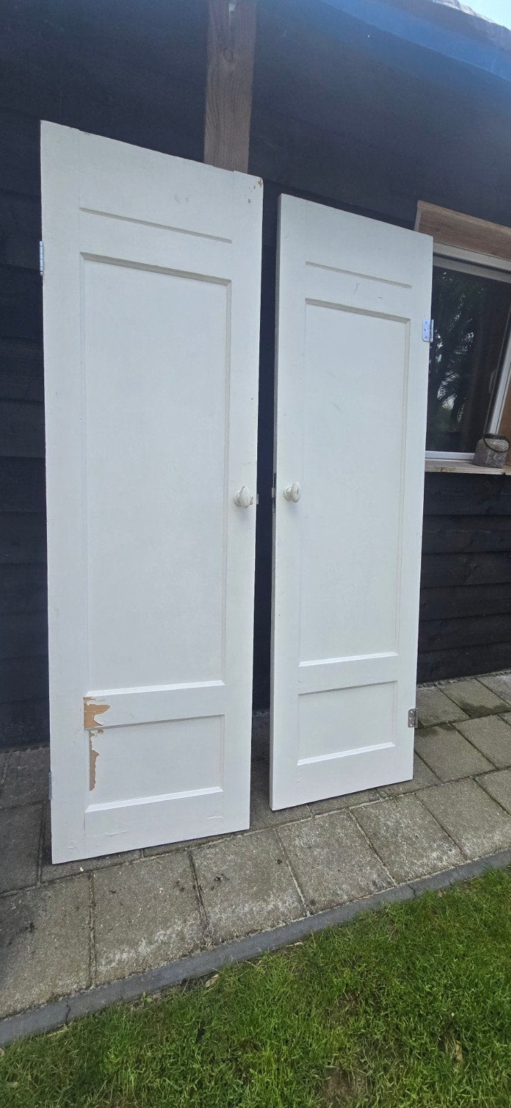 2 Landelijke bedsteedeuren / kastdeuren (62x210 cm), Doe-het-zelf en Verbouw, Deuren en Horren, Gebruikt, Minder dan 80 cm, Binnendeur