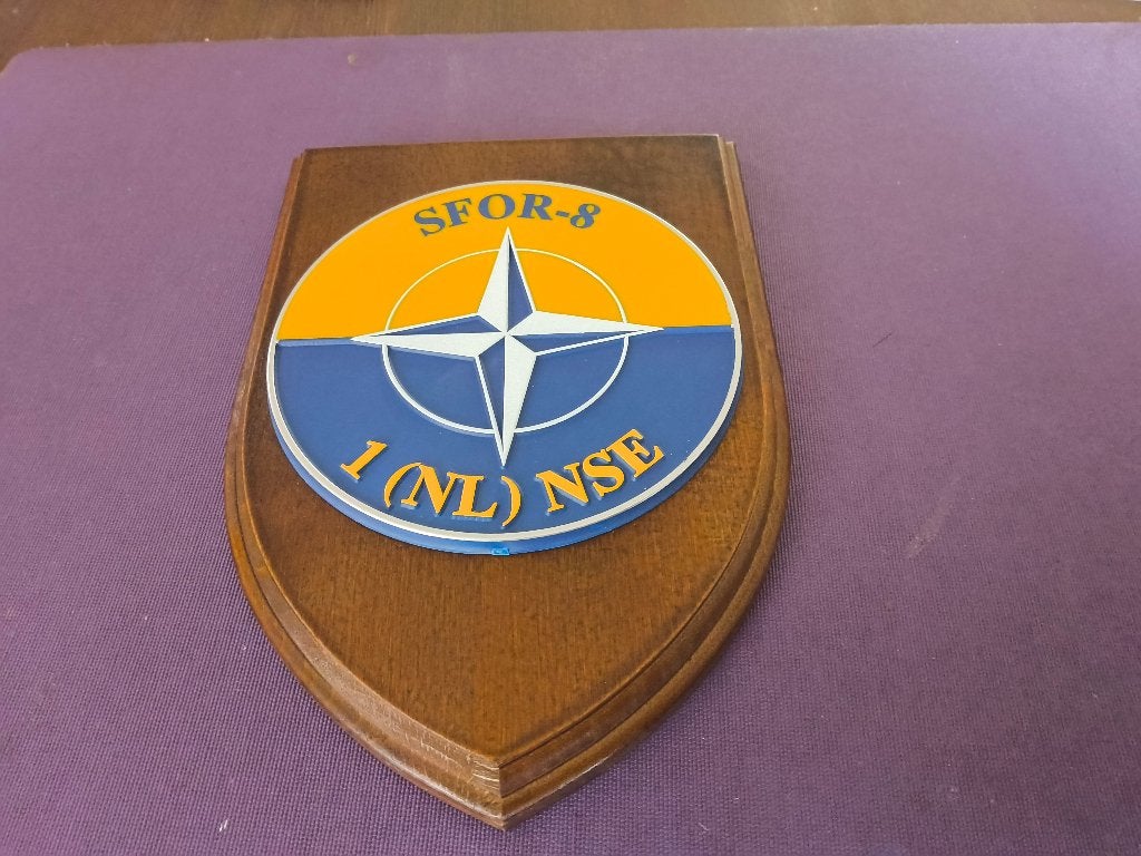 schildje S for, Ophalen of Verzenden, Landmacht, Nederland, Embleem of Badge