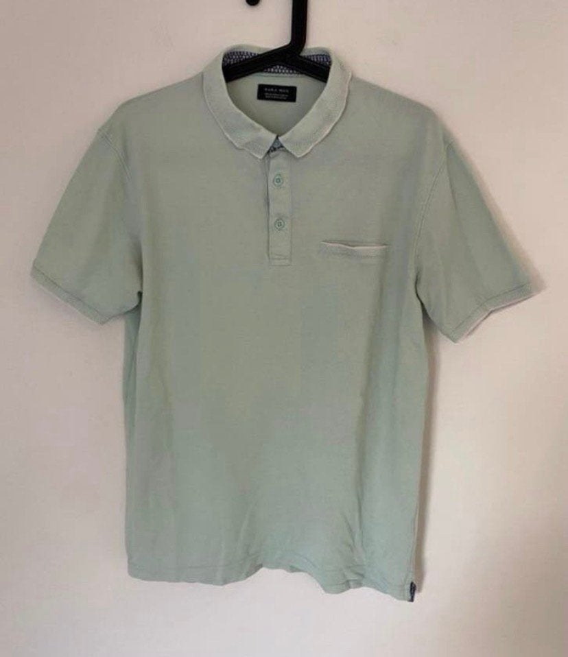Heren polo shirt zara man, maat M, Kleding | Heren, Polo's, Verzenden, Zo goed als nieuw, Maat 48/50 (M), Groen