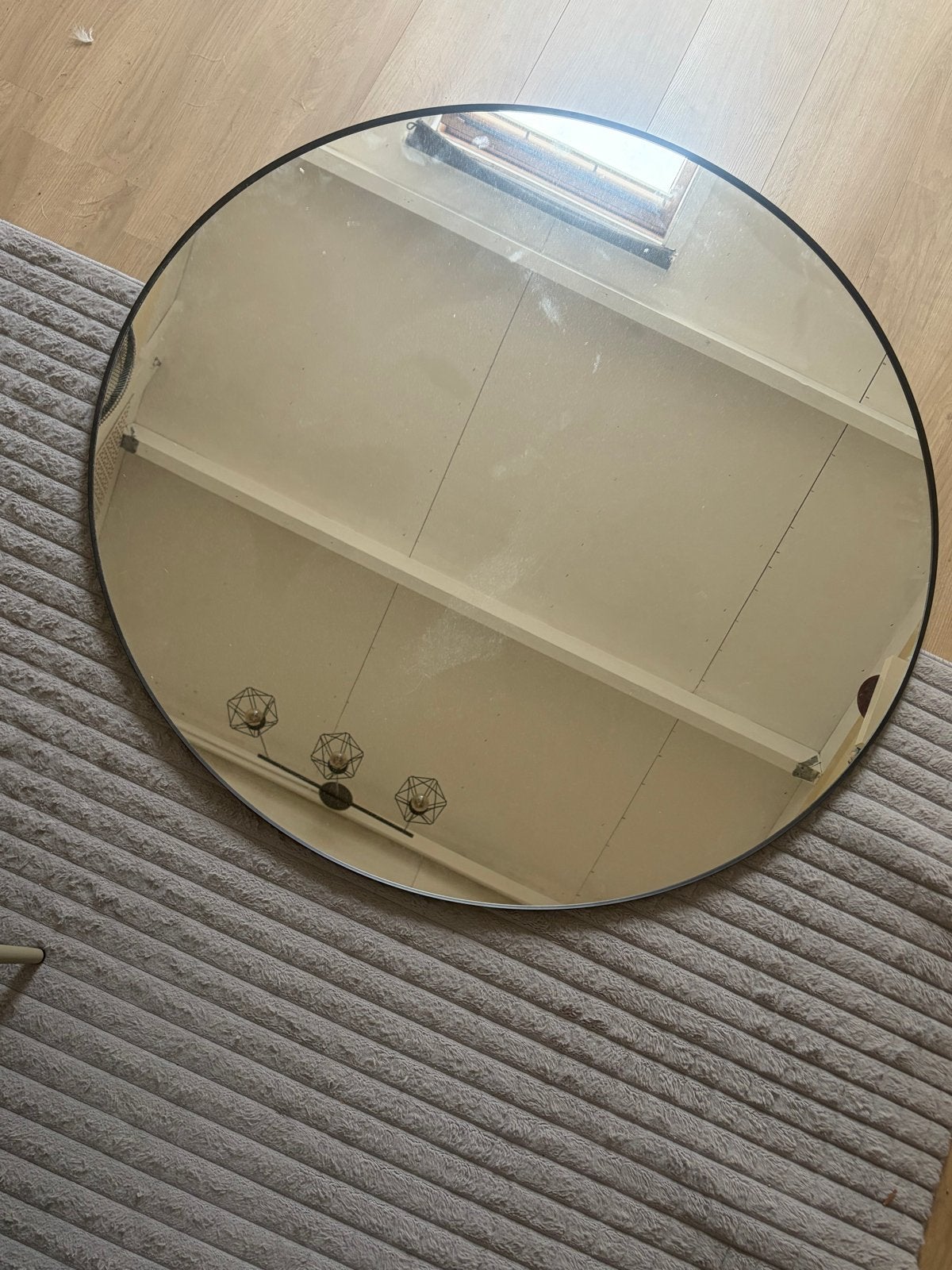 IKEA LYNDBYN spiegel 110cm, Huis en Inrichting, Ophalen, 100 tot 150 cm, Rond, Zo goed als nieuw