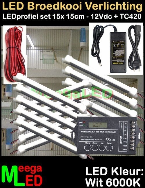 LED TC420 verlichting SET 15x 15cm Broedkooi Kweekkooi, Ophalen of Verzenden, Nieuw, Aluminium, Broedkooi of Kweekkooi