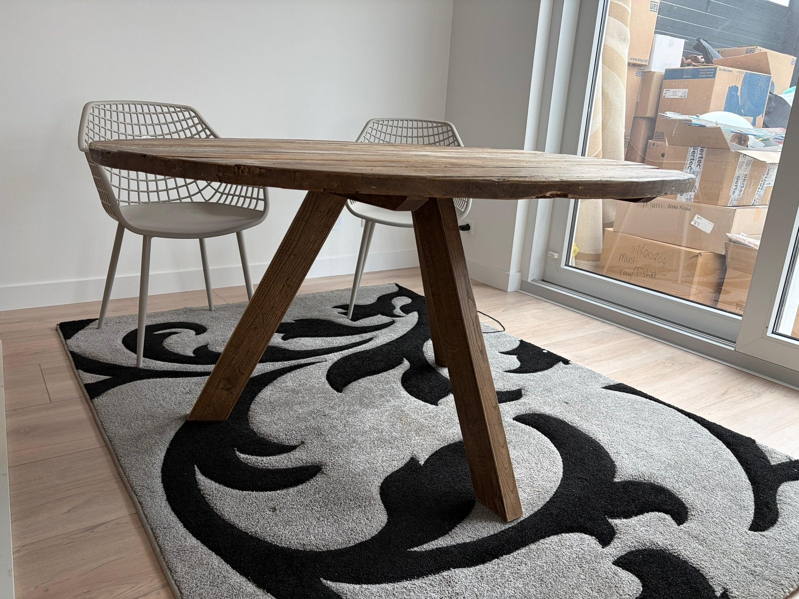 Eettafel hout rond 140 cm, Ophalen, Gebruikt