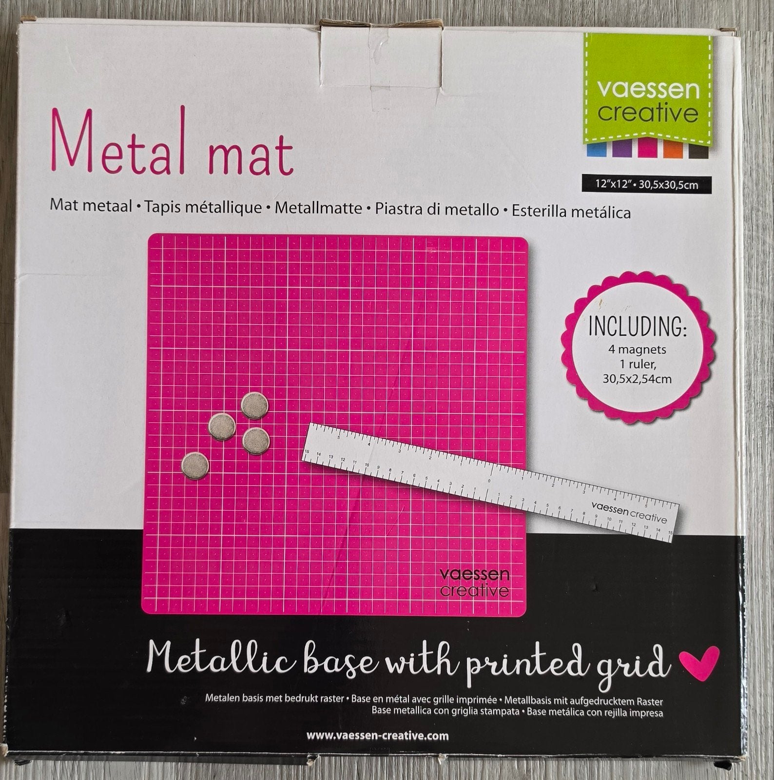 Vaessen Creative  metalen snijmat met lineaal en magneten, Nieuw, Overige merken, Knutselmateriaal, Roze