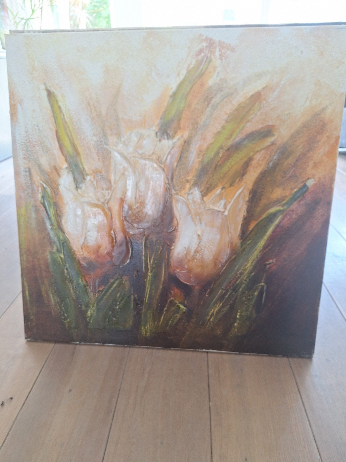 Schilderij met bloemen, olieverf op doek, Bloemen, Doek, Realistisch, Ophalen of Verzenden