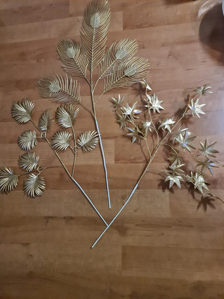 Kunstplanten, 3 stuks, goudkleurig, Ophalen of Verzenden, Zo goed als nieuw