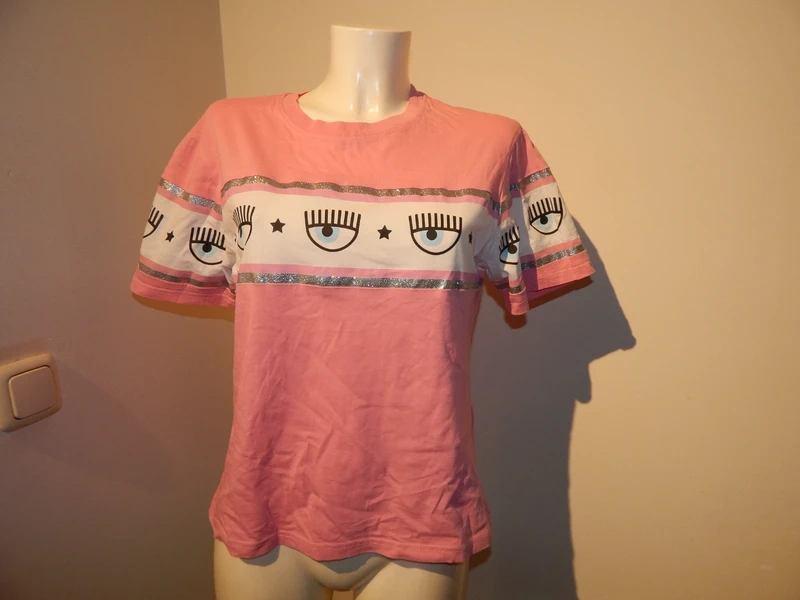 Chiara Ferragni roze shirt print met kleur en zilver 38