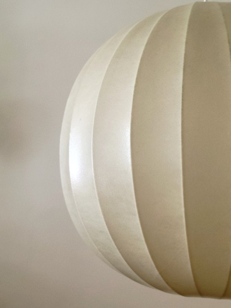Grote Goldkant Cocoon hanglamp, Duitsland jaren 60, Huis en Inrichting, Gebruikt, Natuurlijk materiaal, Ophalen of Verzenden, Nvt