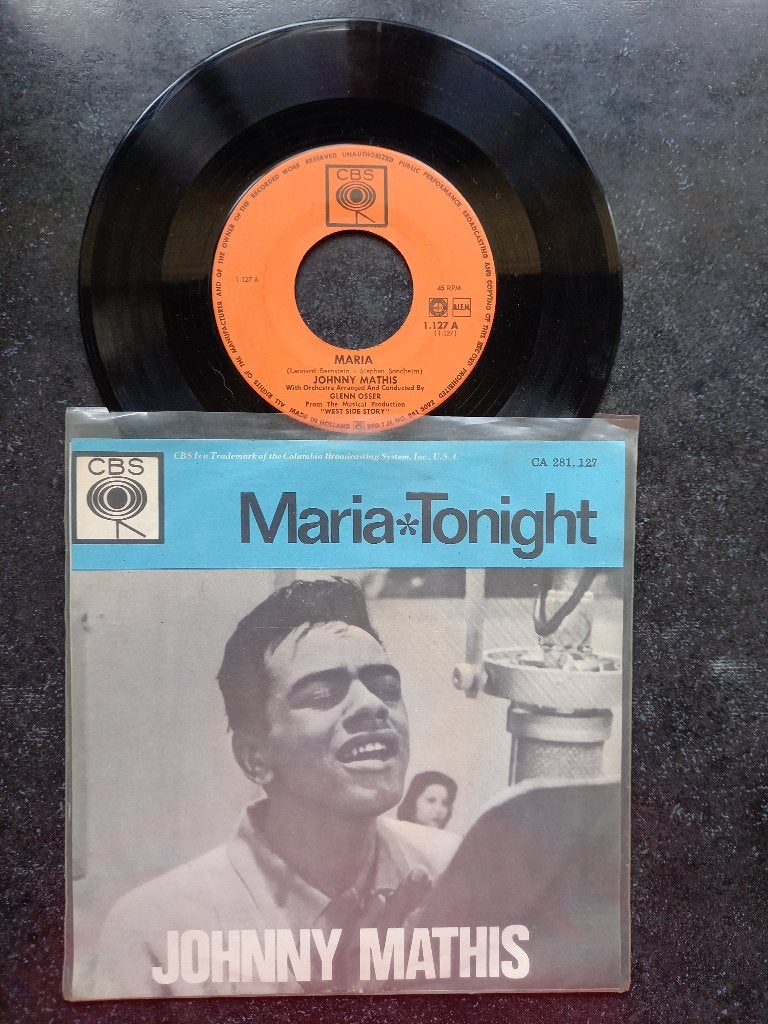 Johnny Mathis - Maria + Tonight 1963, Cd's en Dvd's, Vinyl Singles, Gebruikt, 7 inch, Ophalen of Verzenden, Pop