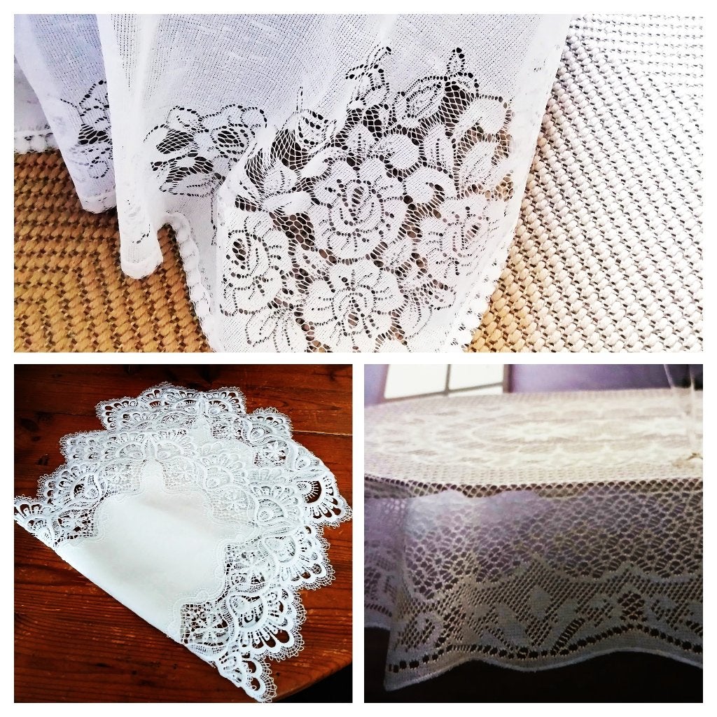 Vintage kanten tafelkleden brocante rechthoekig, Ophalen of Verzenden