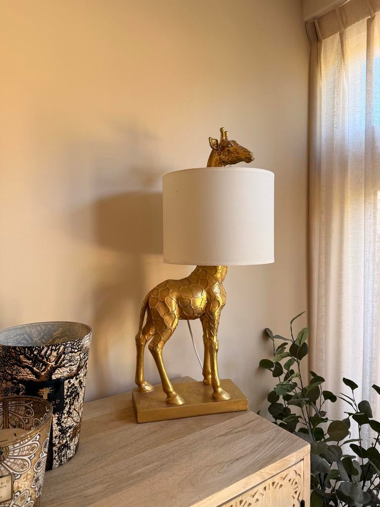 Gouden Giraffe Lamp - Uniek Design, Huis en Inrichting, Lampen | Tafellampen, Zo goed als nieuw, Metaal, Overige materialen, Ophalen
