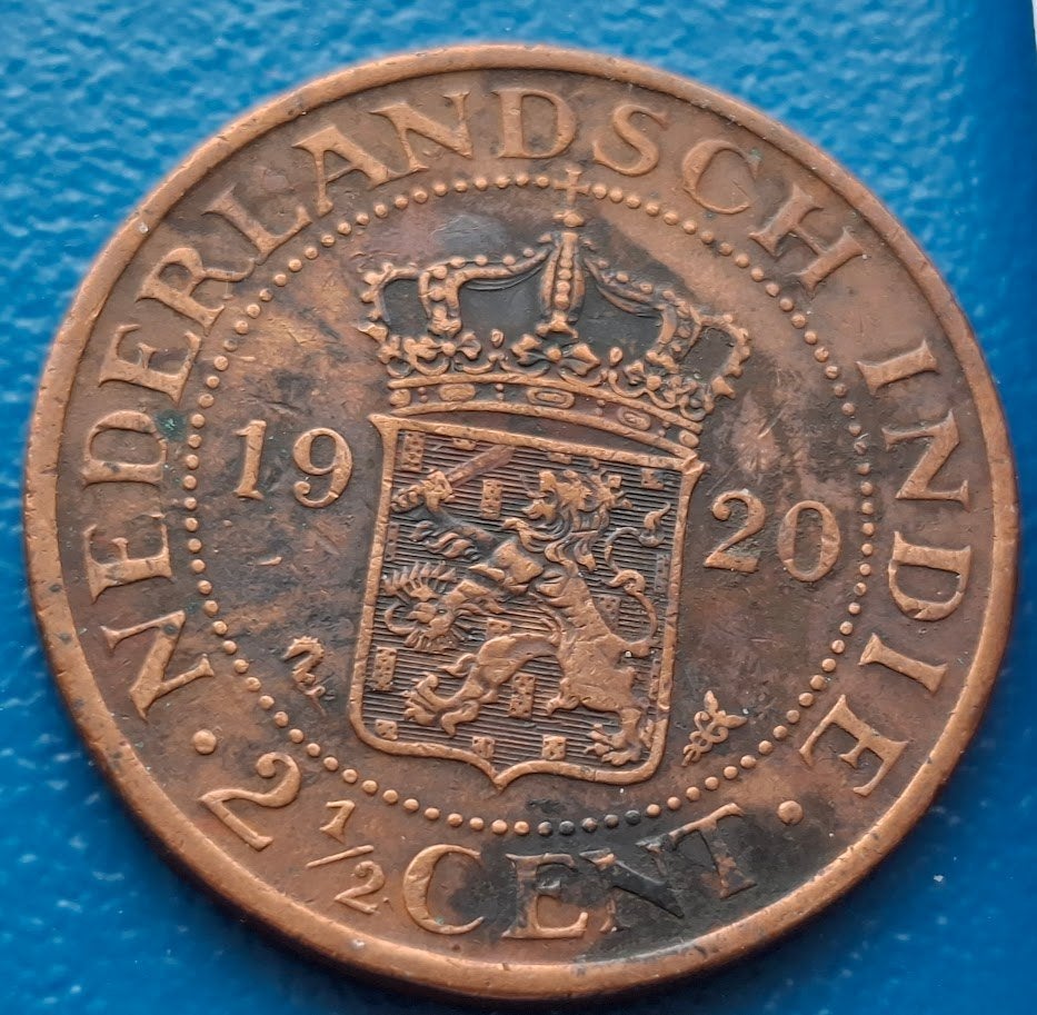 Nederlands-Indië 2½ cent 1920 - Wilhelmina (b), Postzegels en Munten, Verzenden, Koningin Wilhelmina, Overige waardes, Losse munt