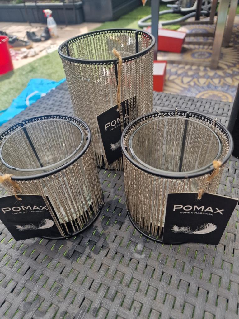 3 mooie Pomax kandelaars/windlichten, Huis en Inrichting, Zwart, Nieuw, Ophalen of Verzenden, Metaal