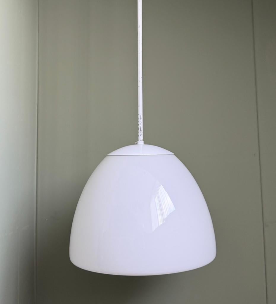 Vintage art deco schoollamp pendellamp hanglamp Gispen, Jaren '30 Gispen, Gebruikt, Ophalen of Verzenden, Glas