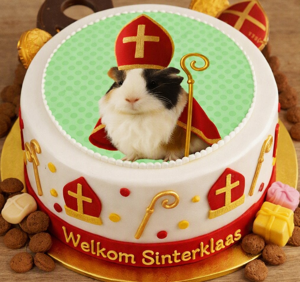 lf971 luxe icing cavia sinterklaas 20cm eetbare taart print, Hobby en Vrije tijd, Ophalen of Verzenden, Nieuw, Taarten, Versiering