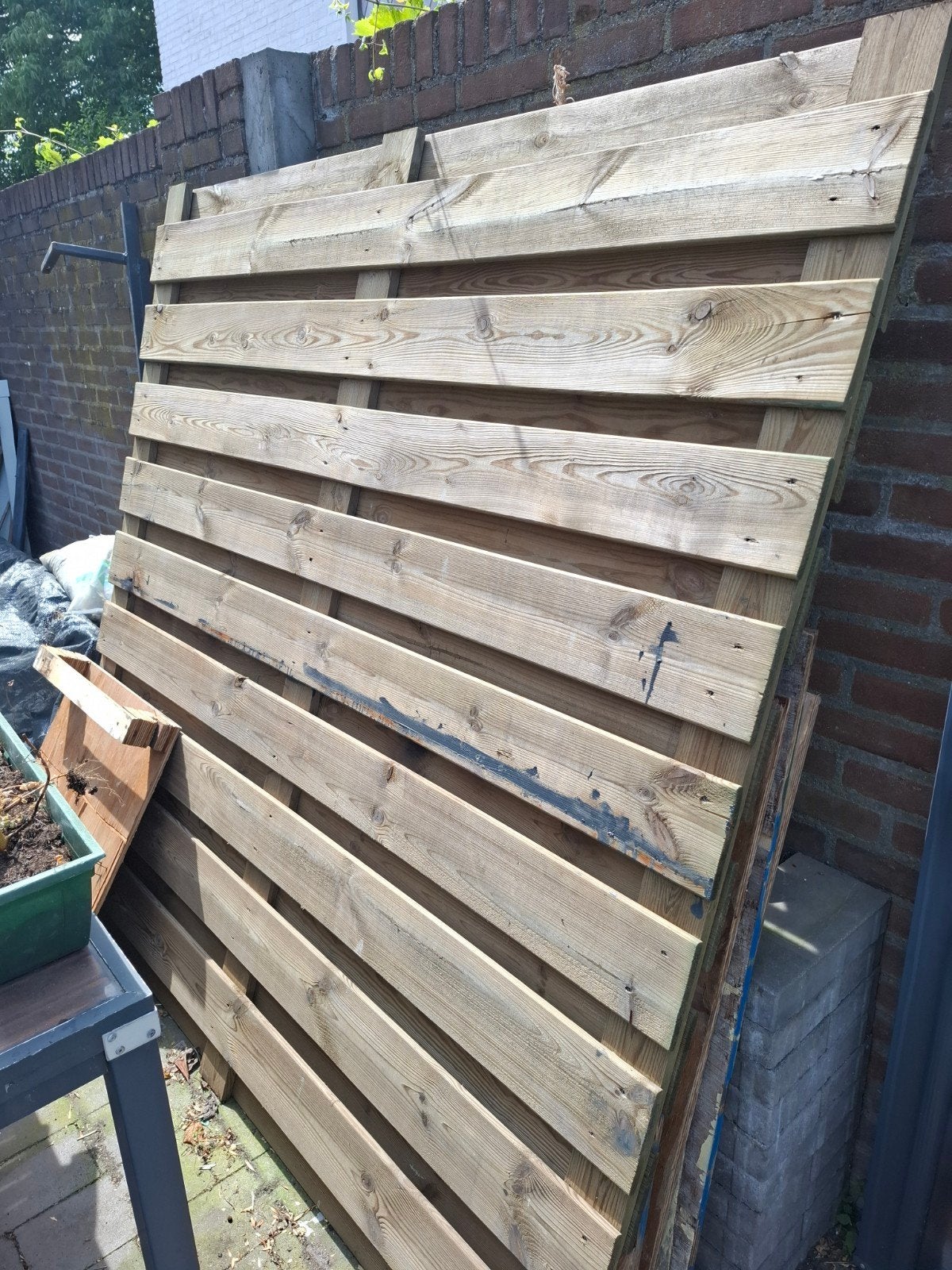 Houten schuttingdelen - Gebruikt, Tuin en Terras, Ophalen, Minder dan 3 meter, Hout, 1 tot 2 meter