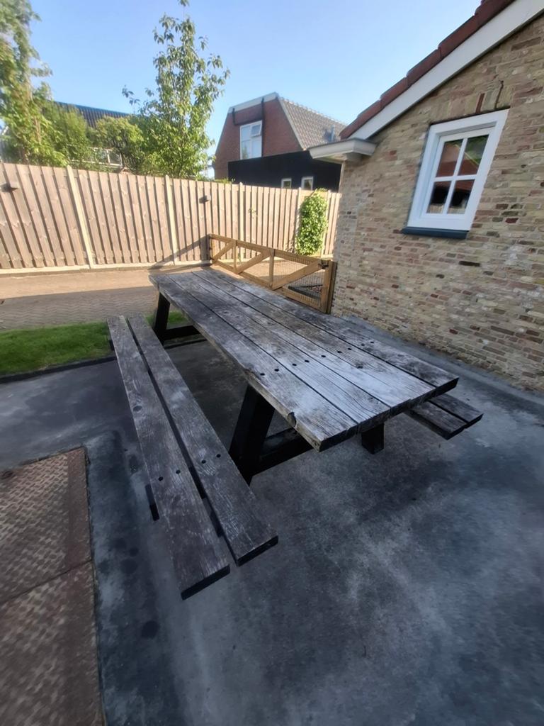 Picknick bank 250cm Robuust staal zwaar, Ophalen, Gebruikt, Rechthoekig, Staal