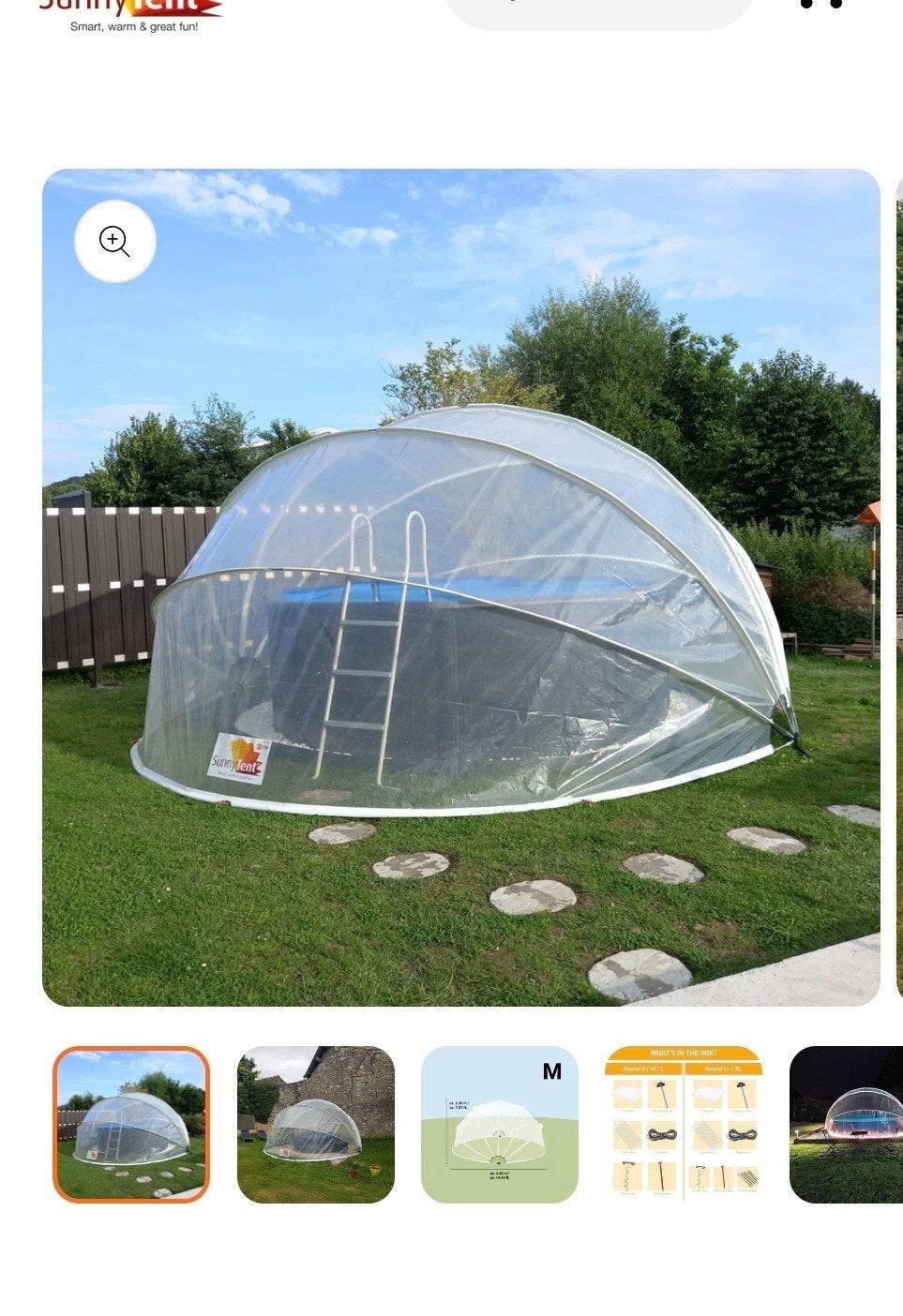 SunnyTent M - Ronde overkapping voor zwembad, Gebruikt, Overige typen, Rond, 300 cm of meer