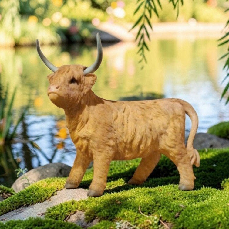 Schotse Hooglander beeldjes koe tuinbeeld kalf, schapen ezel, Ophalen, Nieuw, Kunststof, Dierenbeeld