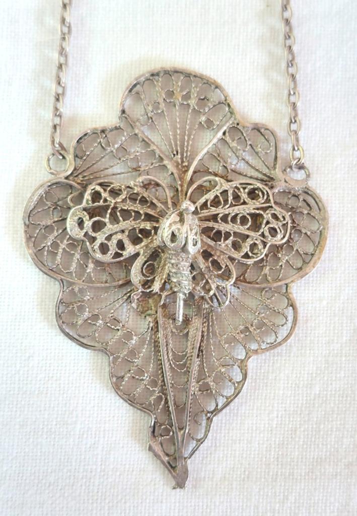 Zilveren Vlinder Filigrain ketting hanger Libellen insect, Ophalen of Verzenden, Zilver, Hanger