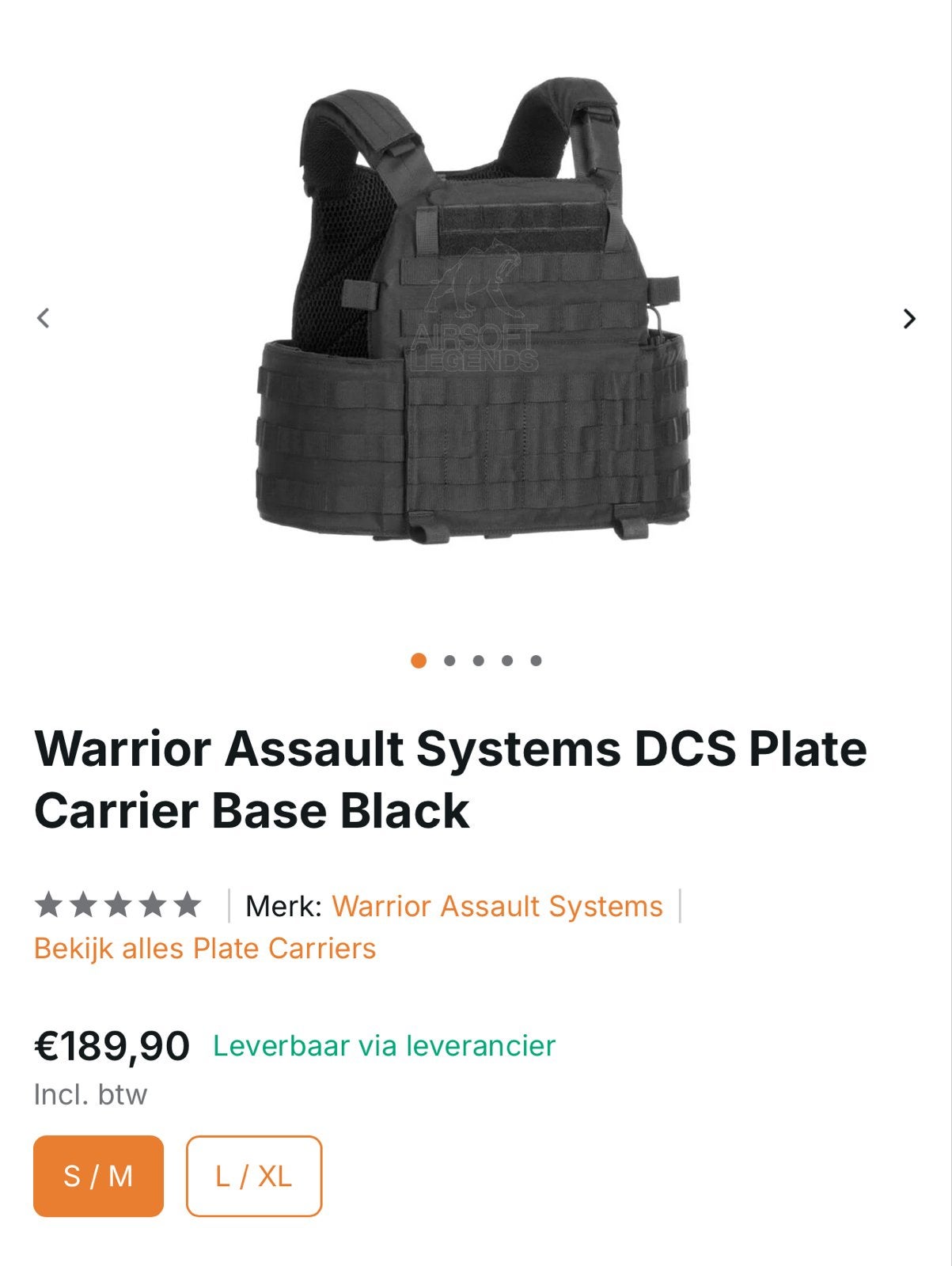Warrior Assault Systems DCS Plate Carrier Base Zwart, Ophalen of Verzenden, Zo goed als nieuw