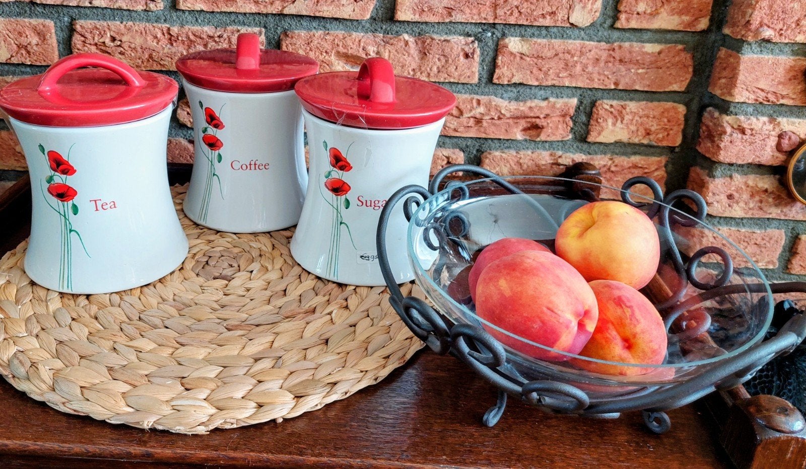drie mooie voorraadpotten. koffie,  suiker en thee., Ophalen of Verzenden, Overige materialen, Pot, Bus of Blik