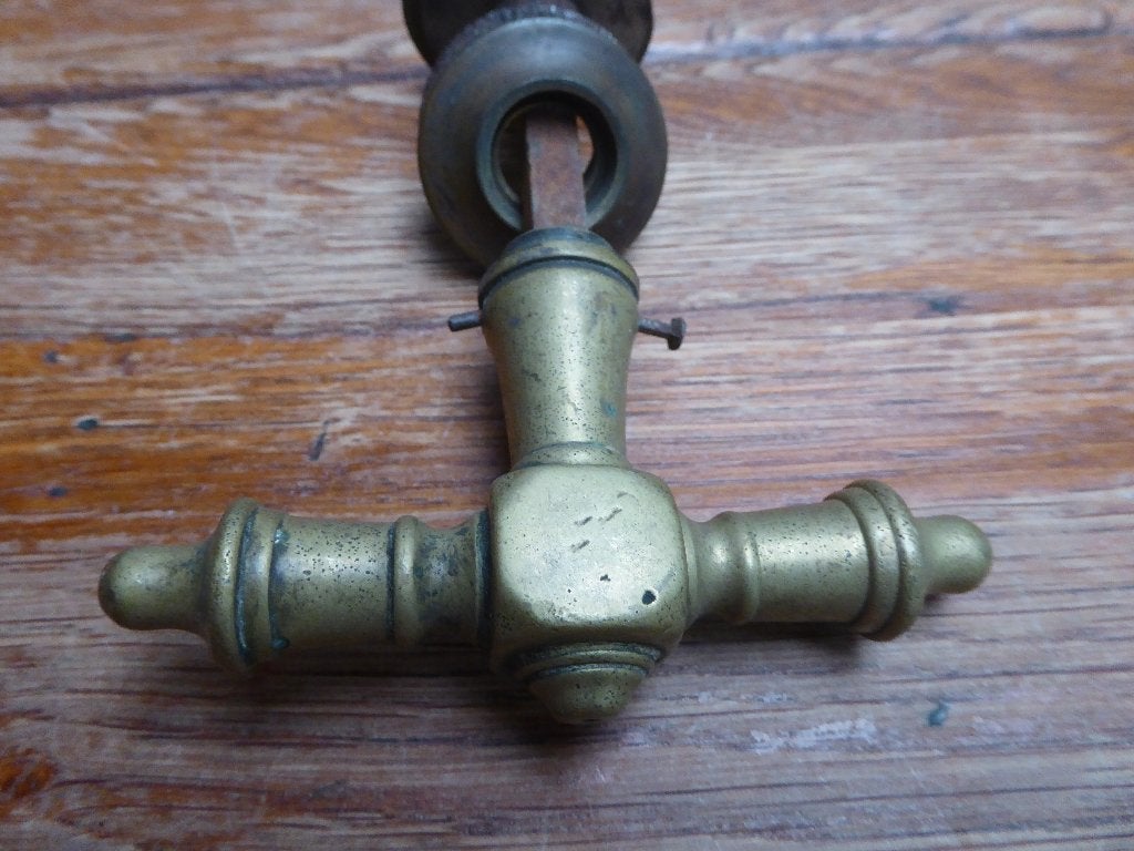 Antieke messing deurklink en deurkruk, Ophalen of Verzenden