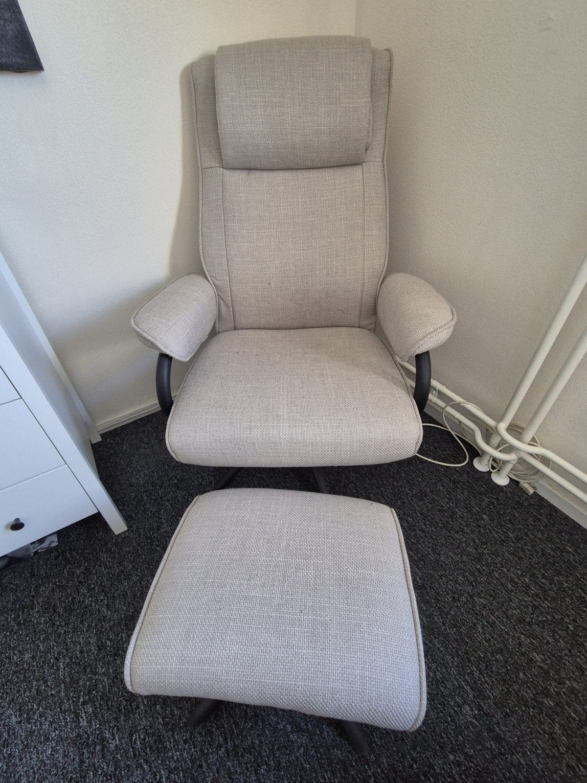 Relaxfauteuil Vincent incl. hocker - zand