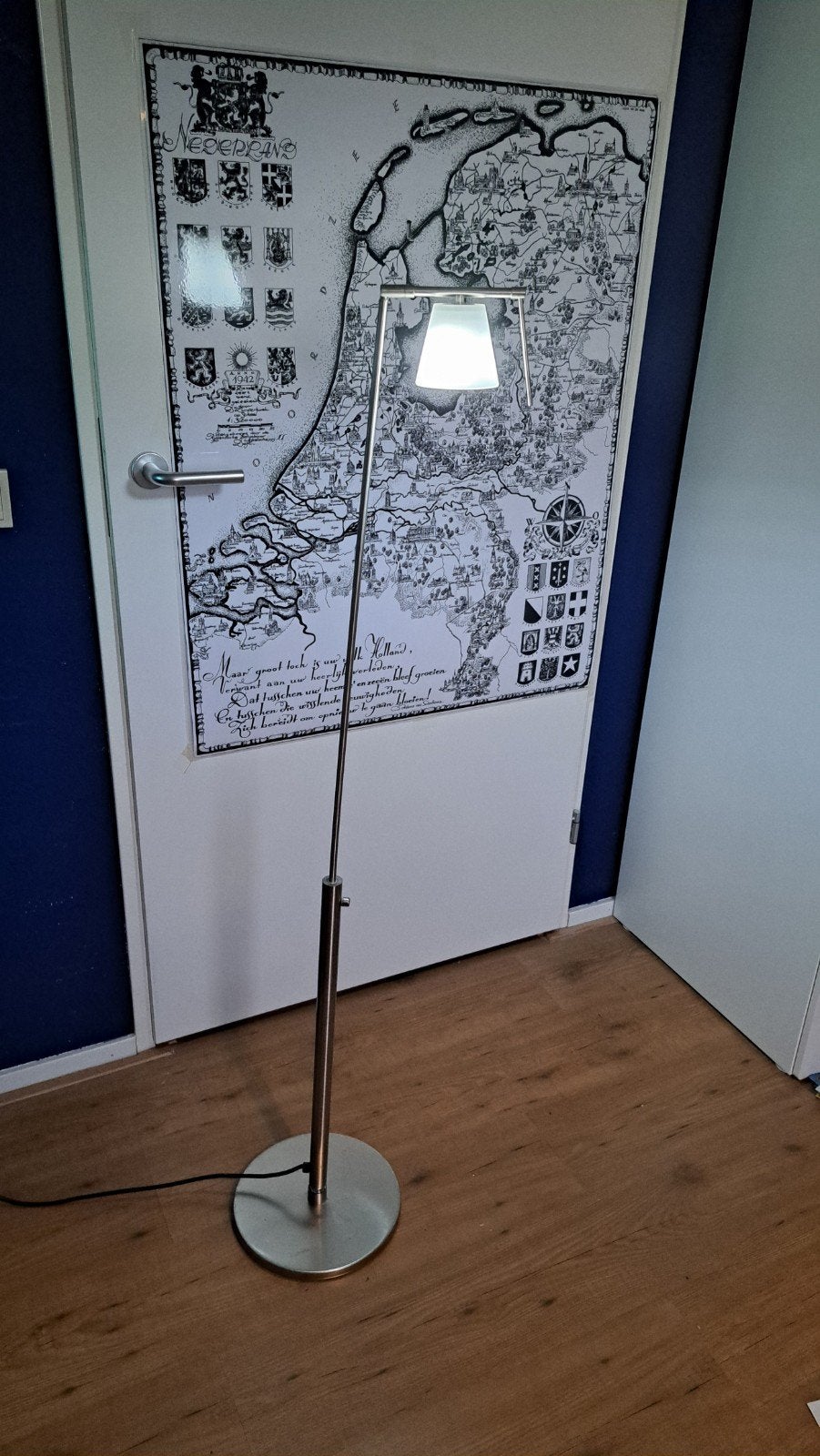 Stijlvolle staande lamp met dimmer, Ophalen, Gebruikt, E27 (groot), Glas