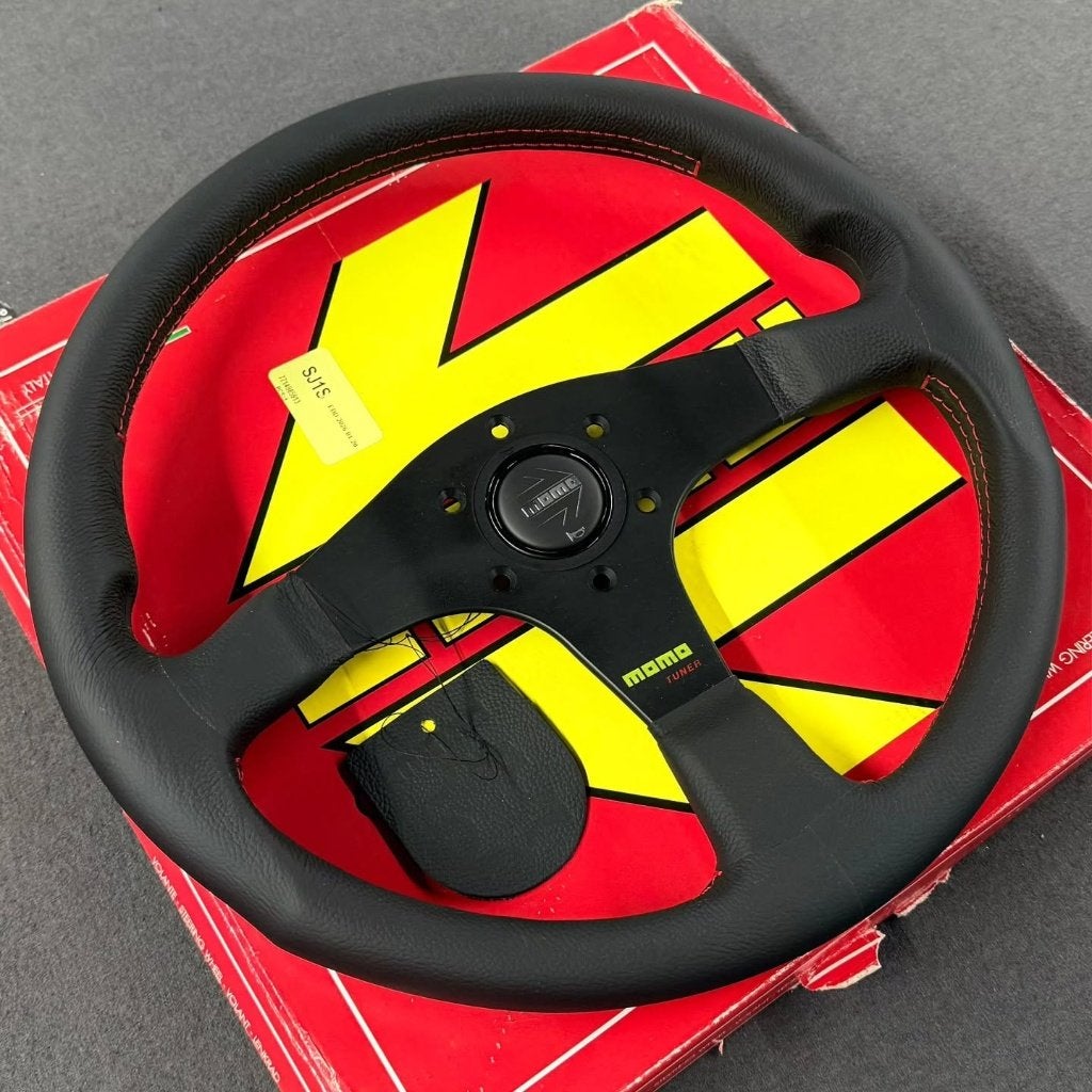 Momo Tuner 350mm Zwart Grijs Leder stuur sportstuur