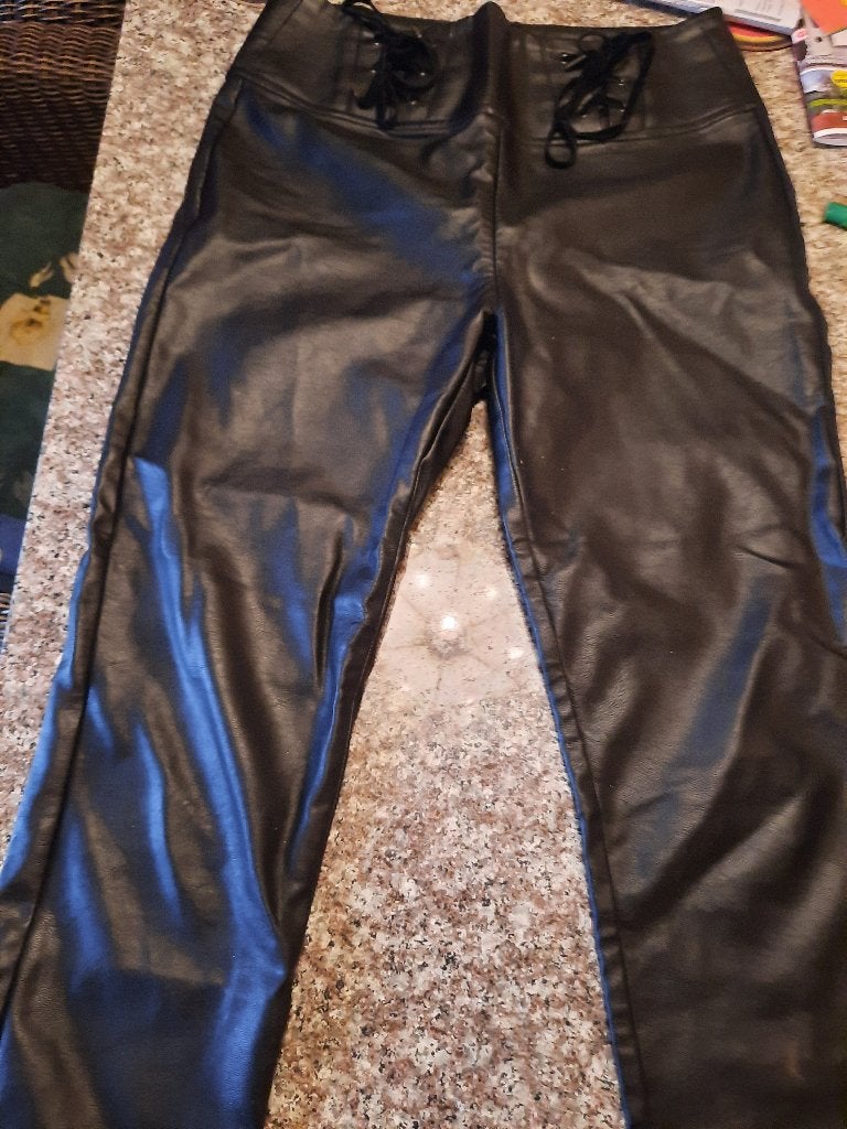 Guess leren broek met mooie details en veters maat 4 (S, Guess, Zwart, Nieuw, Ophalen of Verzenden