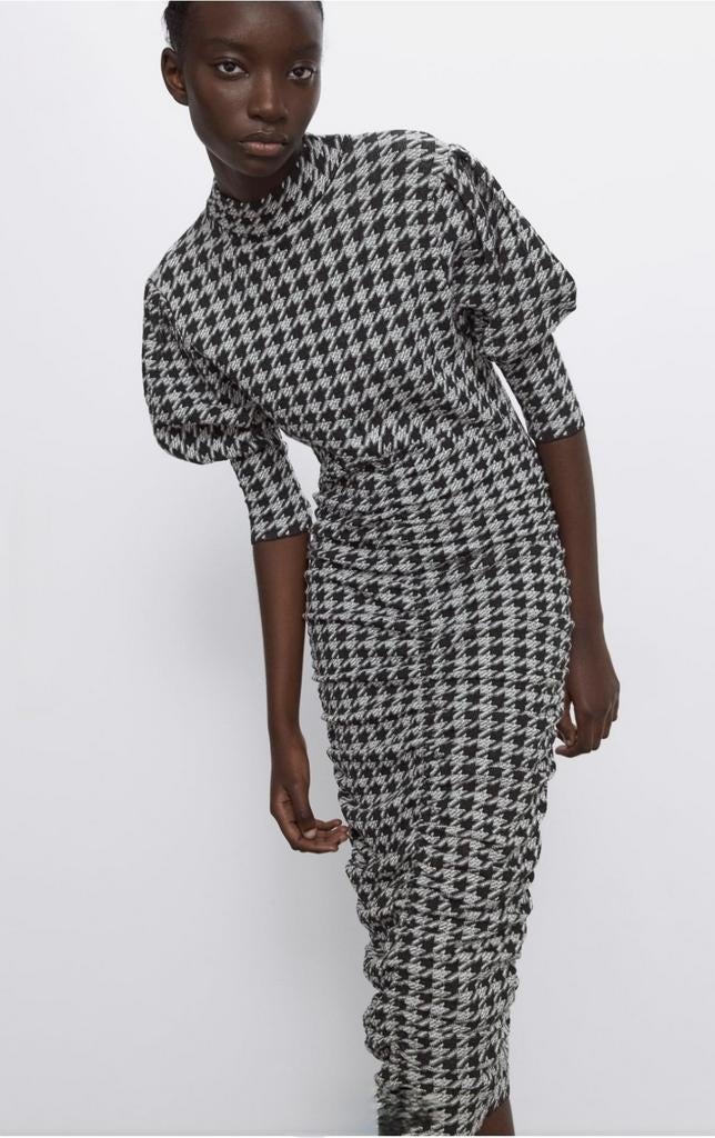 Stijlvolle pied-de-poule jurk - Maat L, Kleding | Dames, Jurken, Zwart, Maat 42/44 (L), Ophalen of Verzenden, Zo goed als nieuw