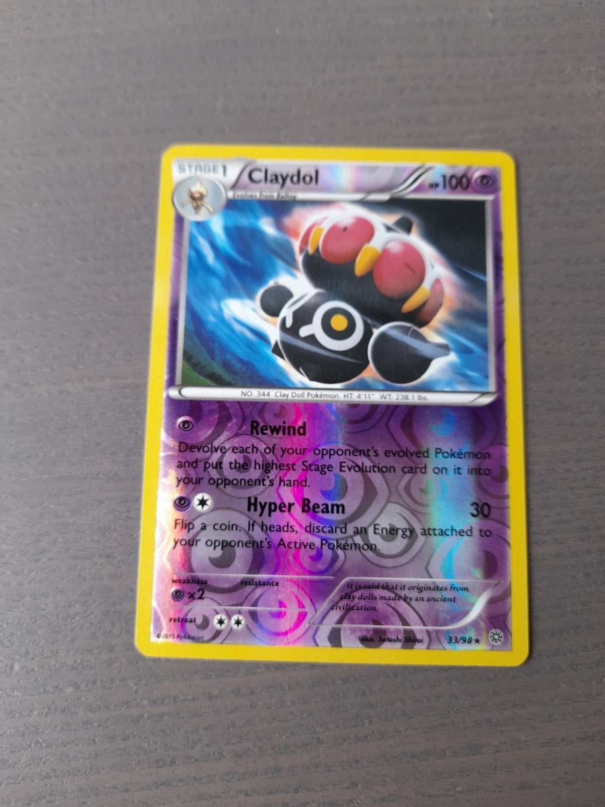 Ancient origins 33/98 claydol reverse, Ophalen of Verzenden, Zo goed als nieuw, Losse kaart, Foil