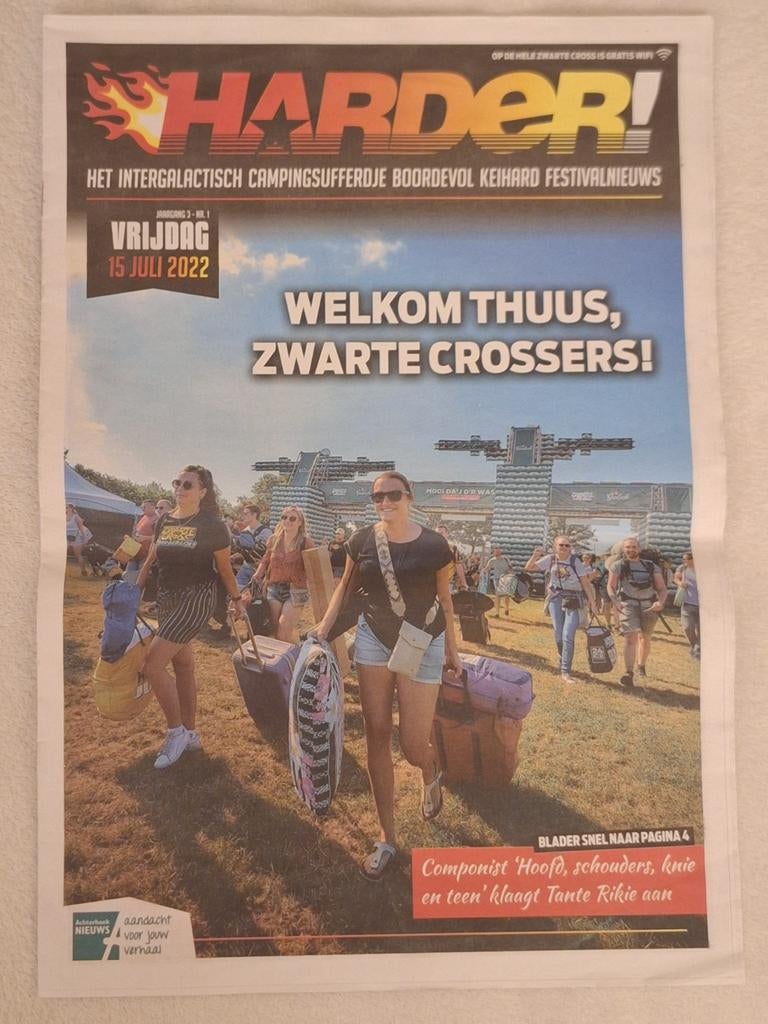 Zwarte Cross krant - vrijdag 15 juli 2022, Ophalen of Verzenden, Gebruiksvoorwerp