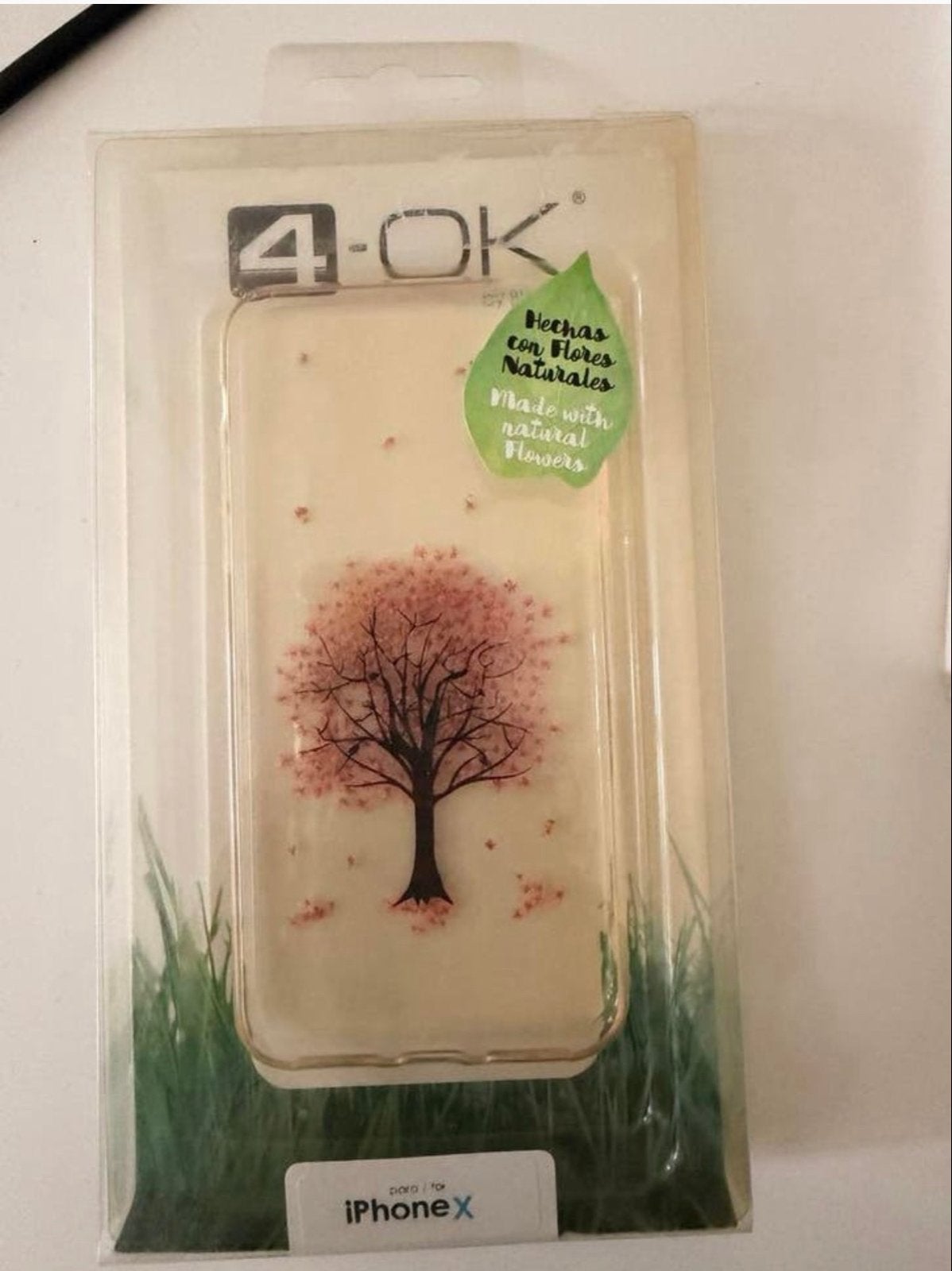 4-OK Flower Cover voor iPhone X - Roze Boom Design, Telecommunicatie, Mobiele telefoons | Hoesjes en Frontjes | Apple iPhone, Kunststof