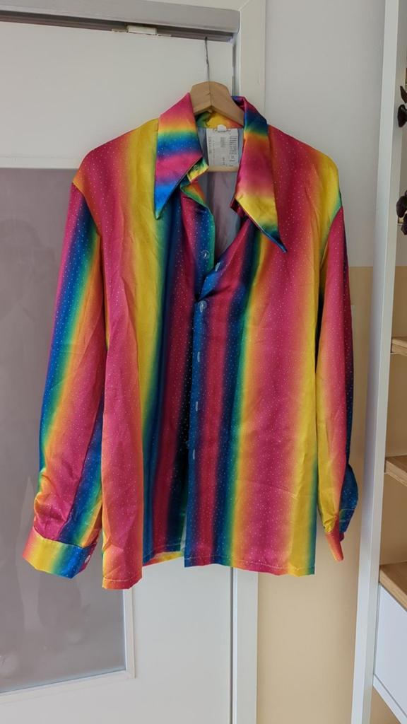 Blouse 48-50 regenboog flower power themafeest, Kleding | Heren, Ophalen of Verzenden, Zo goed als nieuw, Maat 48/50 (M)