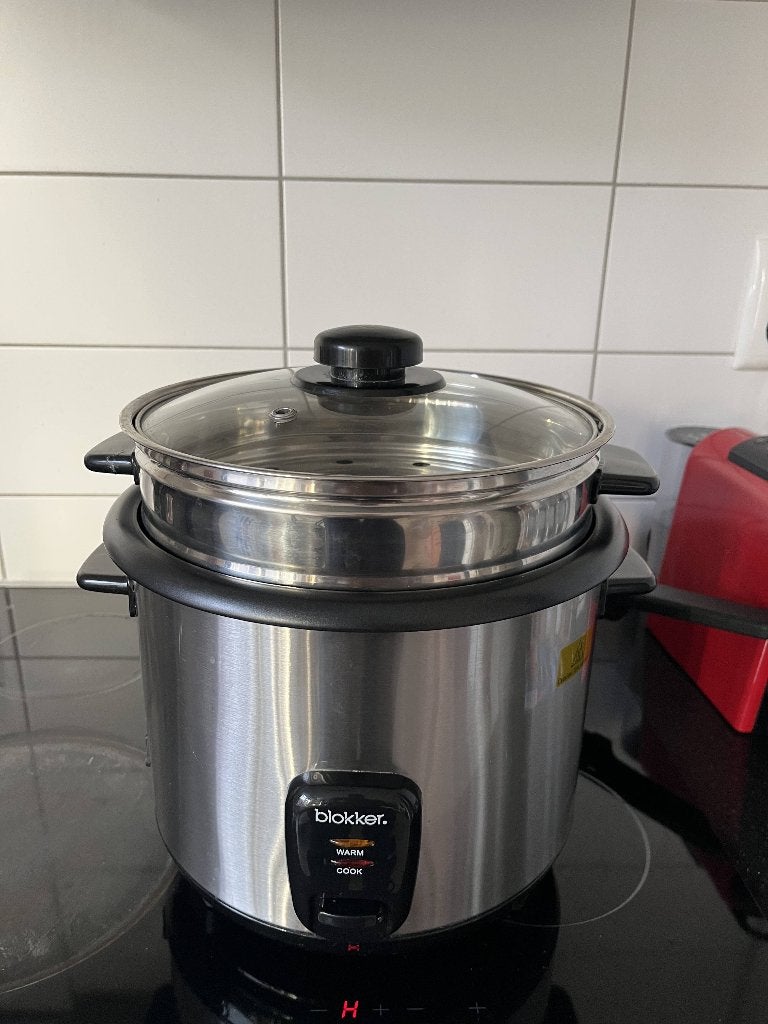 Rijstkoker (Blokker) RVS - Met Stoommandje & Glazen Deksel, Ophalen of Verzenden, Vaatwasmachinebestendig, Zo goed als nieuw