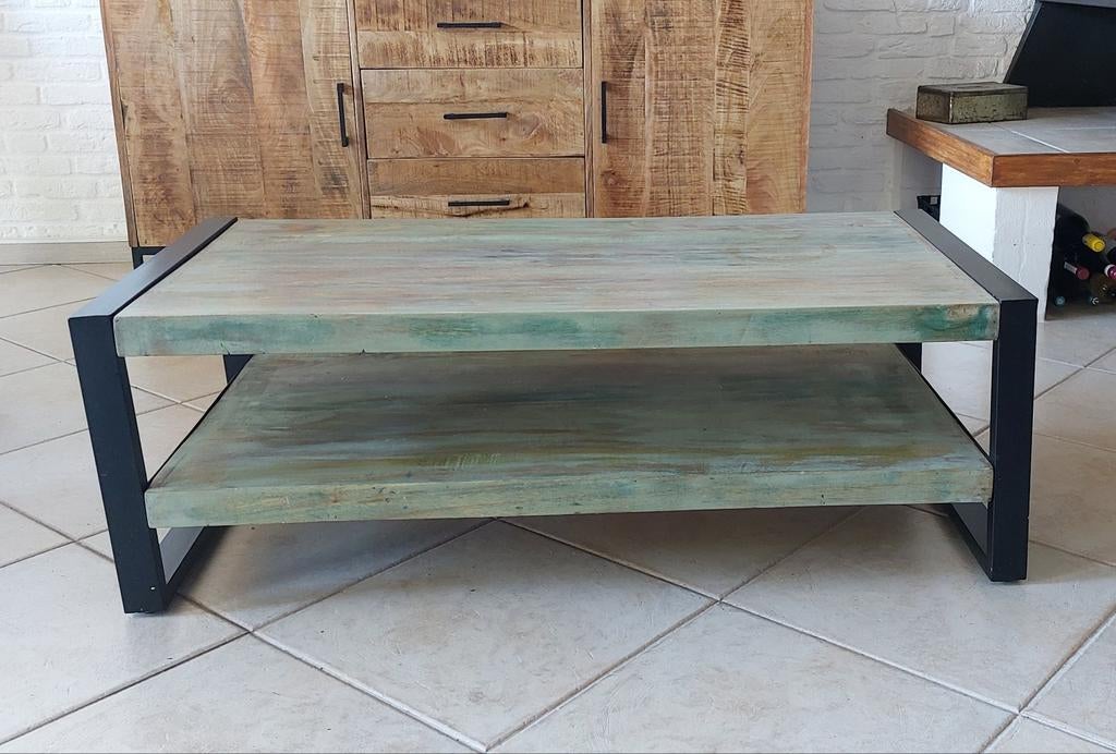 Mahonie houten "vintage" salontafel, Huis en Inrichting, Tafels | Salontafels, 50 tot 100 cm, Vierkant, Minder dan 50 cm, 50 tot 100 cm