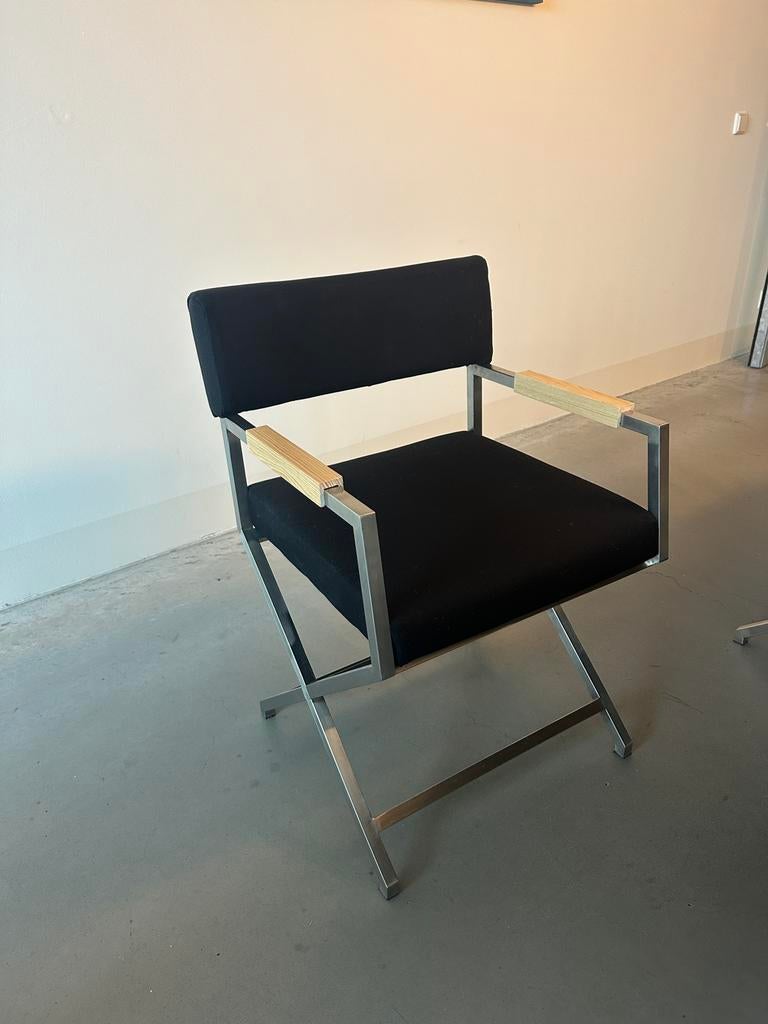 Eetkamer / kantoor stoelen 6 stuks, regisseursstoel, Ophalen, Zwart, Zo goed als nieuw, Stof