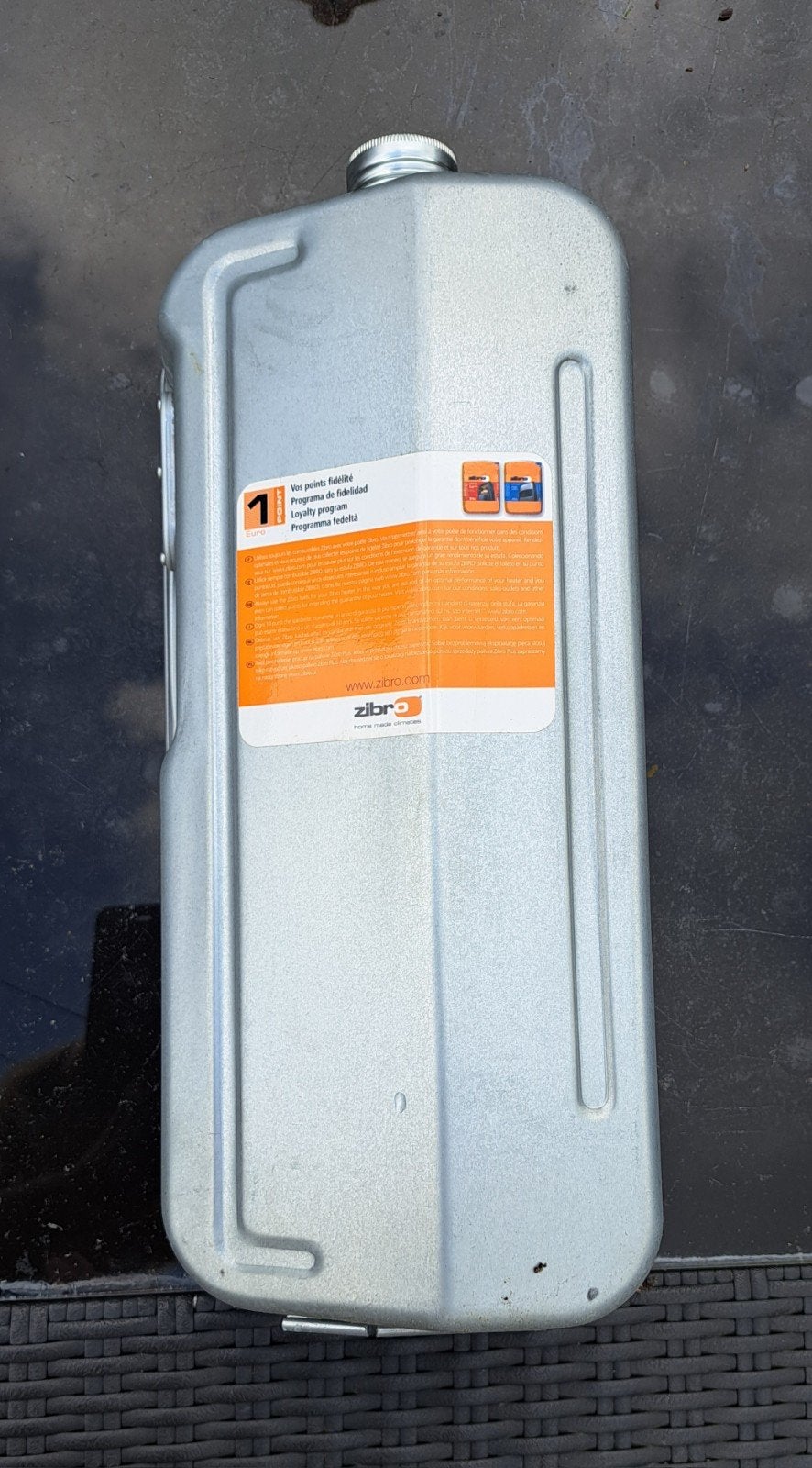 Zibro brandstoftank voor petroleumkachel, Gebruikt, Overige brandstoffen, Petroleumkachel, Ophalen of Verzenden