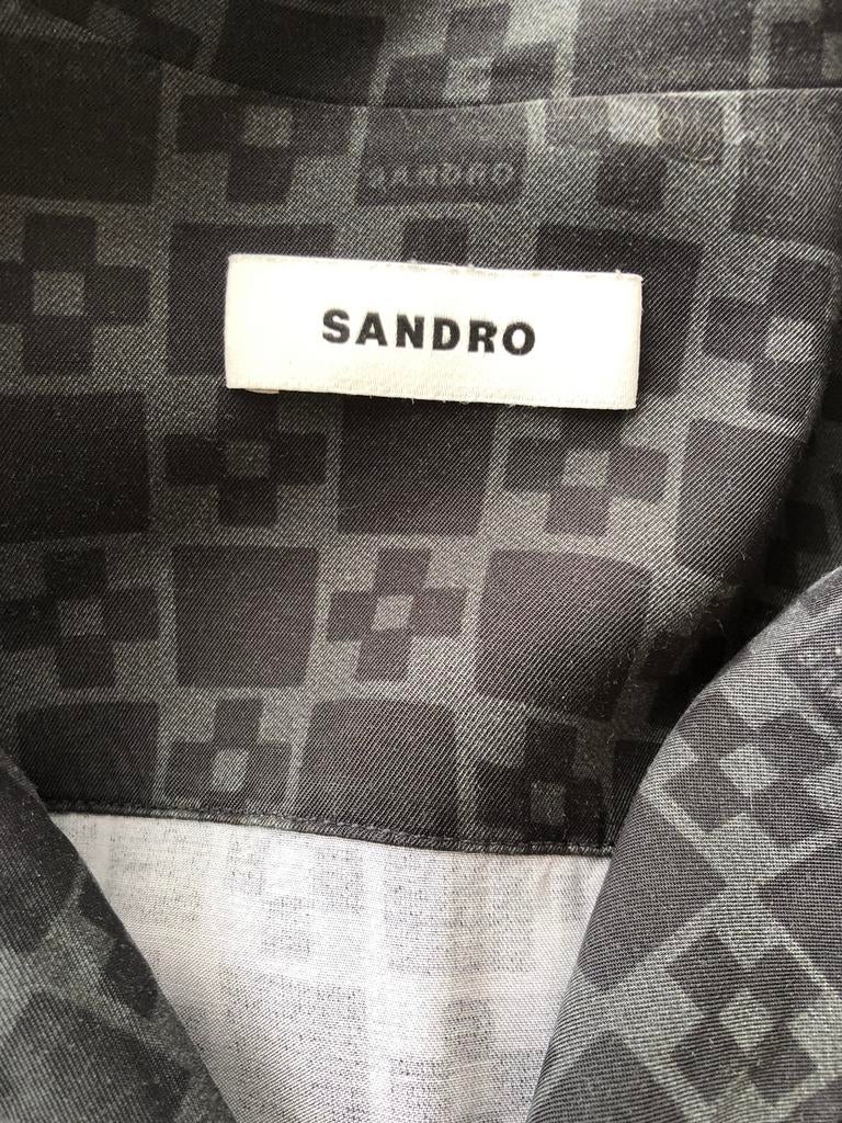 SANDRO BLOUSE ZWART GRIJS M, Ophalen of Verzenden, Zo goed als nieuw, Zwart