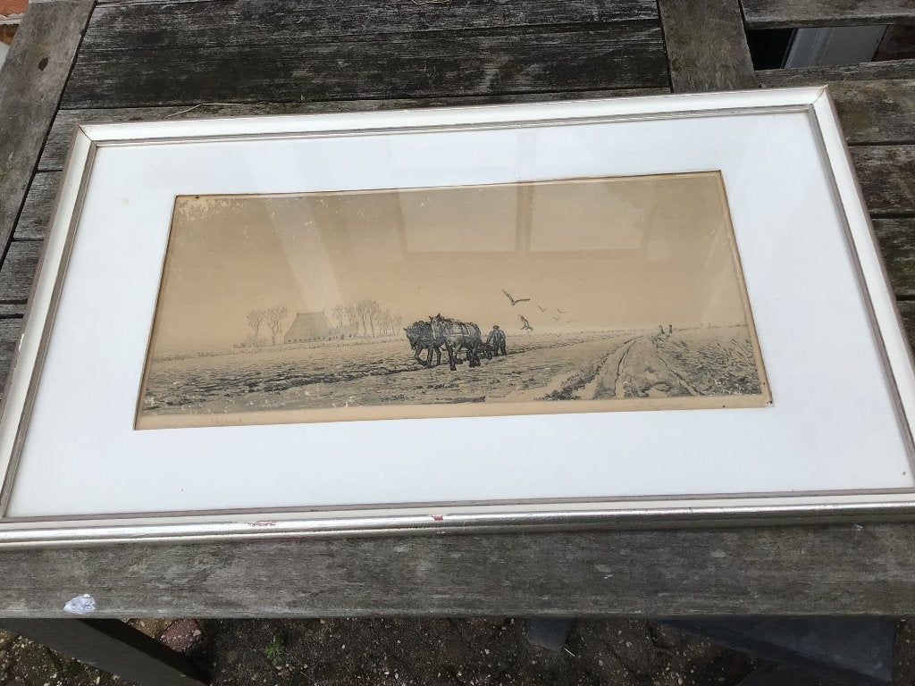 Hjerst fan Abe Gerlsma, Ingelijst, Ophalen of Verzenden, Landschap, 1950 - 1999