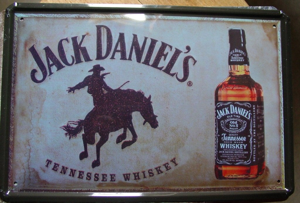 JACK DANIELS REKLAME -METAAL-, Ophalen of Verzenden, Gebruikt, Reclamebord