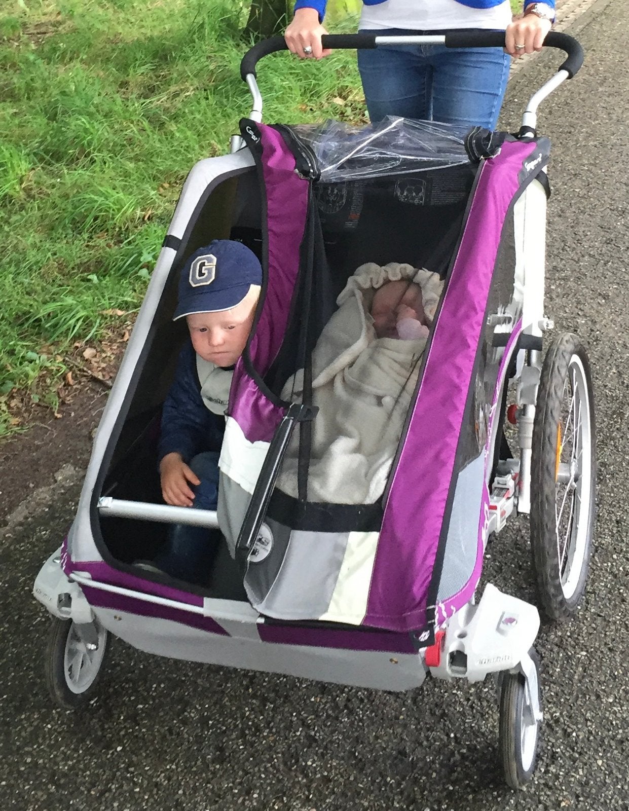 Thule Chariot 2 Fietskar Compleet wandelen, fietsen, jogging, Ophalen, Gebruikt, Vering, Kinderkar