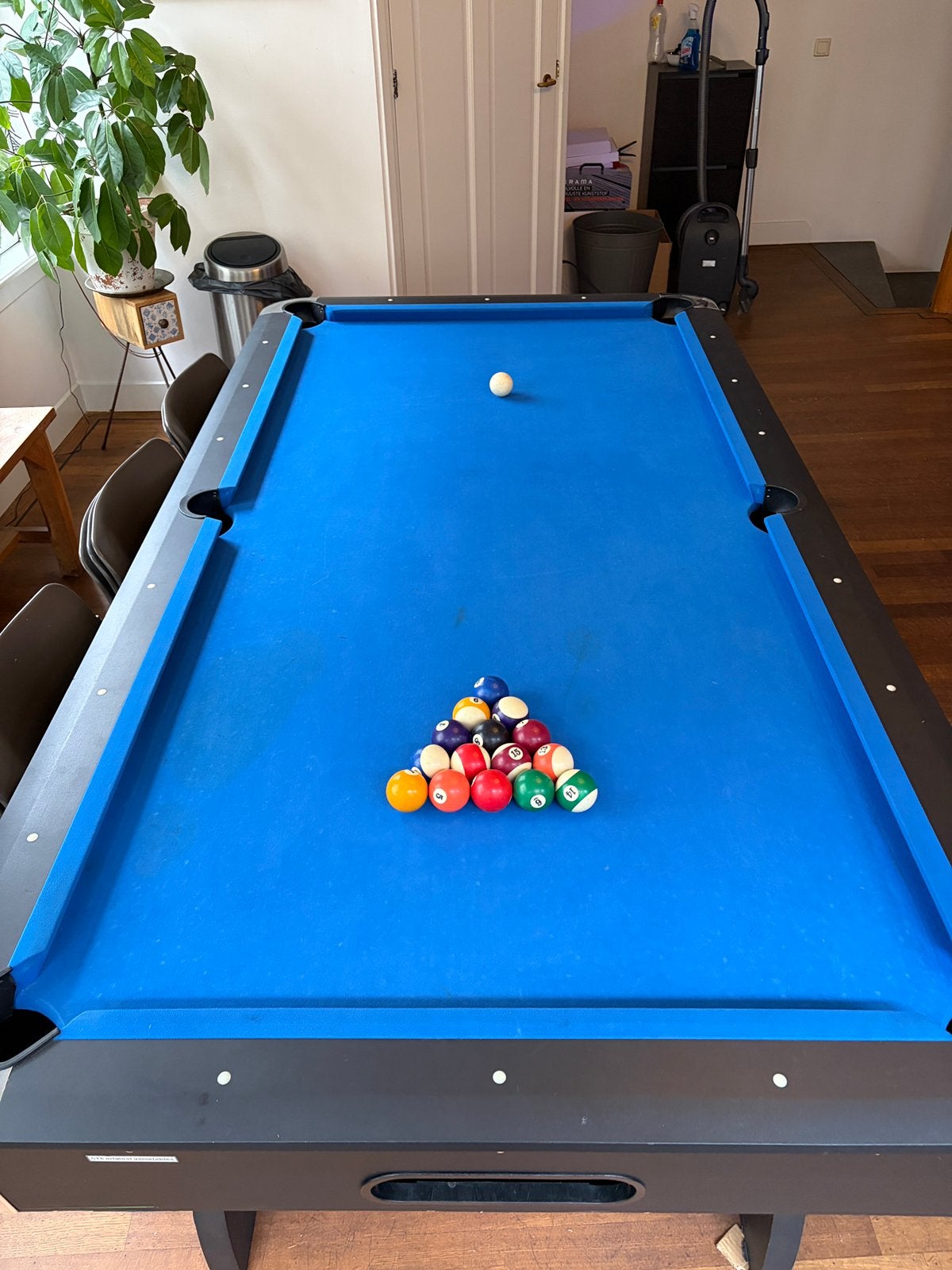 Pooltafel met 3 keu’s, krijt en keu rek. 8FT, 220X106cm, Ophalen, Gebruikt, Pooltafel