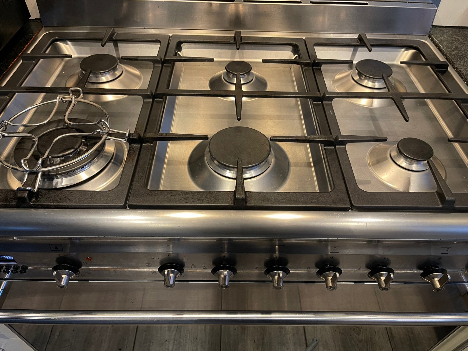 Smeg 90cm 6pits fornuis, Ophalen, 60 cm of meer, Zo goed als nieuw, Gas