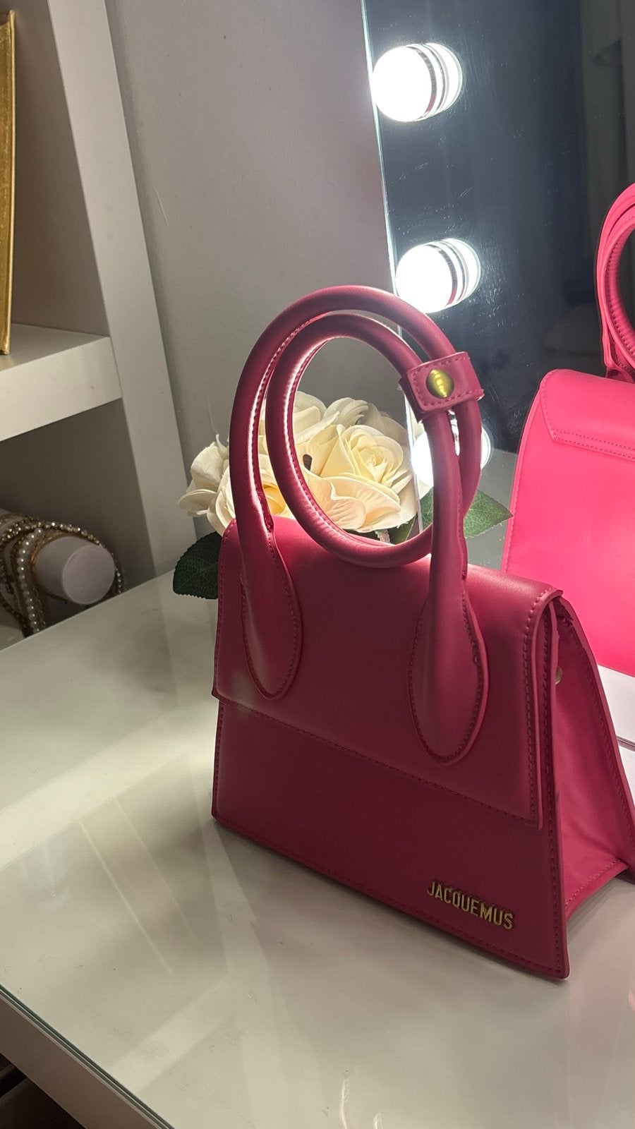 Jacquemus Le Chiquito tas - Fuchsia, Ophalen of Verzenden, Zo goed als nieuw, Roze, Handtas