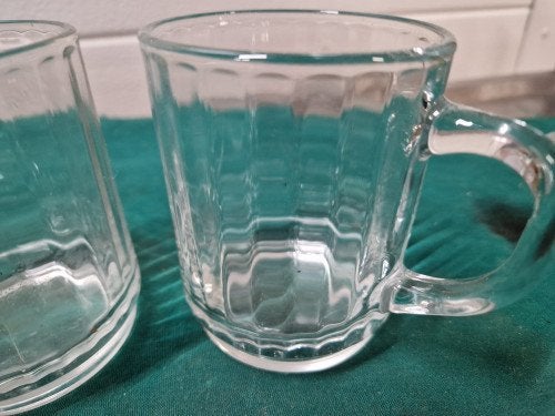 theekoppen vintage gestreept glas, Ophalen of Verzenden